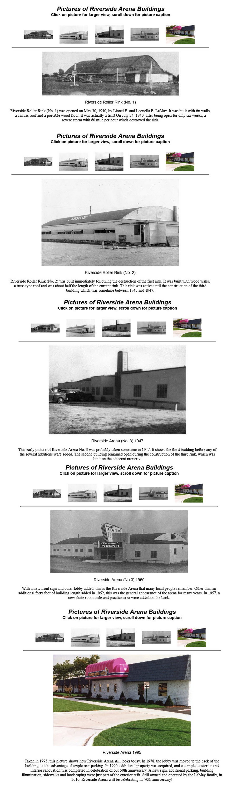 Riverside Arena - History Of The Rink In Photos From The Website